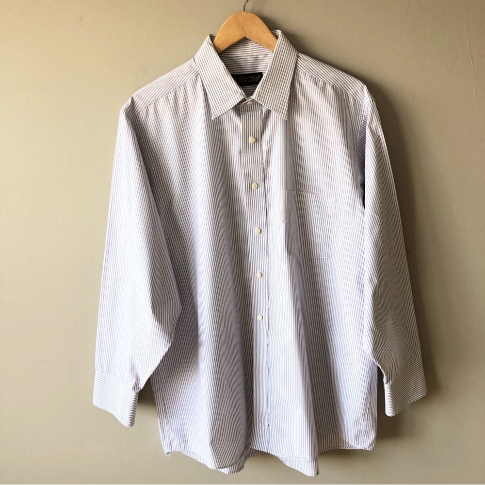 Donald Trump Lavender & White stripe button down dress shirt 17- 32/33